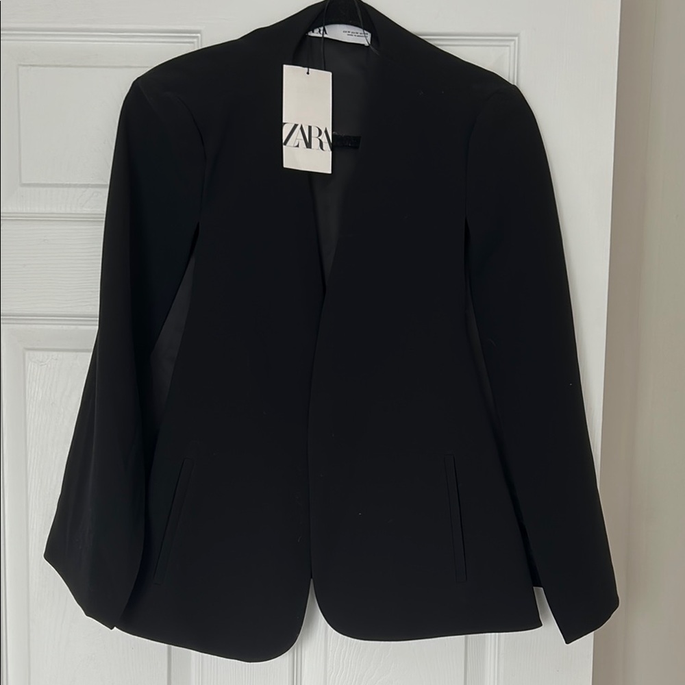 Zara Black Armless Cape style Blazer Jacket